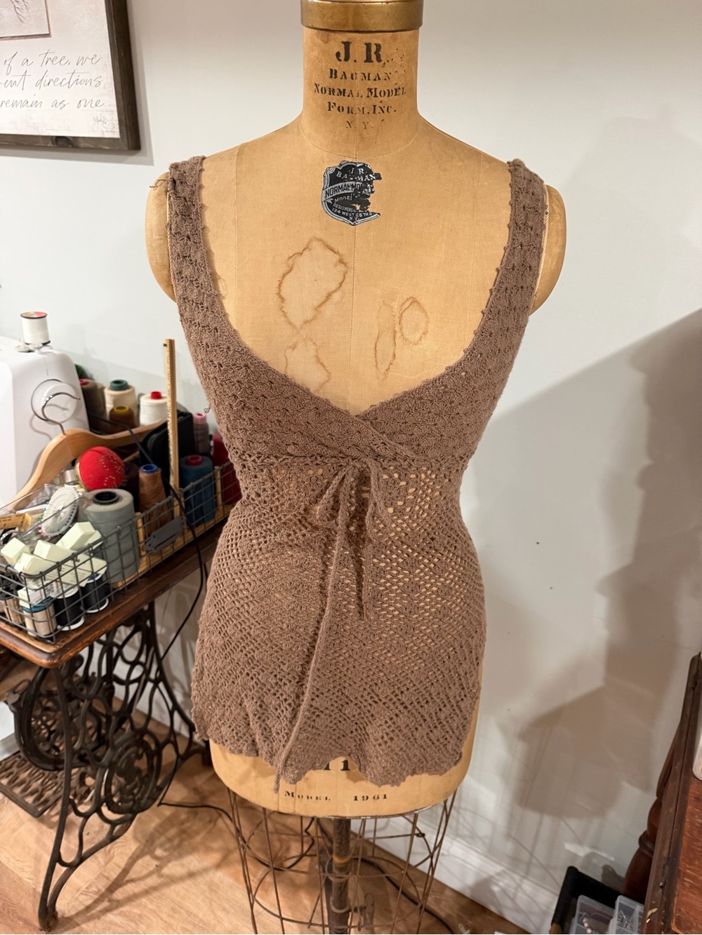 bebe Brown Open-Weave Sleeveless Knit Tank - Picture 3 of 4
